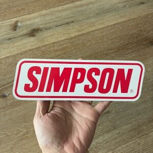 Vintage SIMPSON Racing Vinyl Sticker 9” Red White Helmet Decal NOS DEADSTOCK
